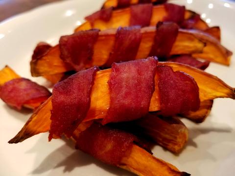 Turkey Bacon Wrapped Sweet Potatoes